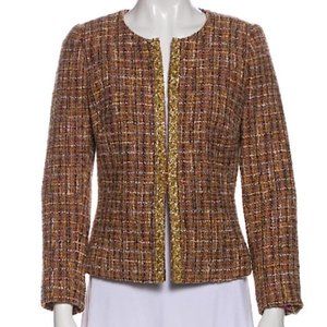 ABS by Allen Schwartz Tweed Pattern Evening/Office Jacket, Brown & Gold, Size 6